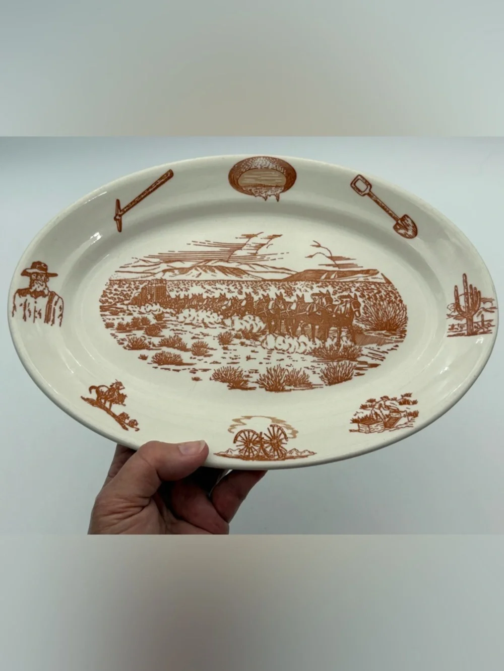 RARE Vintage Wallace China 49er Pattern Oval Serving Plate
